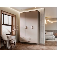 Шкаф 3-х. дв. арт.24.36 фасад ЛДСП кашемир/каркас ЛДСП дуб крафт серый 1200х520хh2016мм  