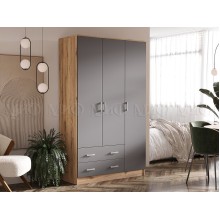 Шкаф 3-х. дв. арт.24.36 фасад ЛДСП графит/каркас ЛДСП дуб крафт 1200х520хh2016мм  