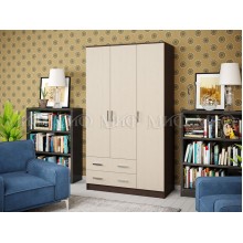 Шкаф 3-х. дв. арт.24.36 фасад ЛДСП дуб беленый/каркас ЛДСП венге 1200х520хh2016мм  