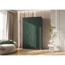 Шкаф 3-х. дв. арт.24.36 фасад ЛДСП изумрудный/каркас ЛДСП графит 1200х520хh2016мм  кромка графит