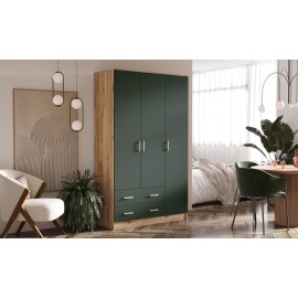 Шкаф 3-х. дв. арт.24.36 фасад ЛДСП изумрудный/каркас ЛДСП дуб крафт 1200х520хh2016мм  кромка изумруд