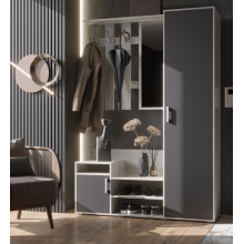 Прихожая арт.24.4 ЛДСП графит/дуб крафт белый 1440х400хh2052мм. правое исполнение