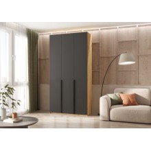 Шкаф 3-х. дв. арт.24.42.1 фасад МДФ браш графит/каркас ЛДСП дуб крафт 1200х508хh2400мм с двумя ящиками Марвэл