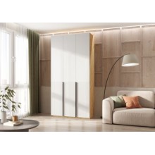 Шкаф 3-х. дв. арт.24.42.1 фасад МДФ браш вайт/каркас ЛДСП дуб крафт 1200х508хh2400мм с двумя ящиками Марвэл