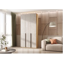 Шкаф 3-х. дв. арт.24.42.1 фасад МДФ мальта/каркас ЛДСП дуб крафт 1200х508хh2400мм с двумя ящиками Марвэл