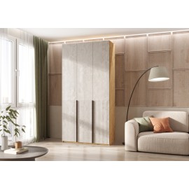 Шкаф 3-х. дв. арт.24.42.1 фасад МДФ мальта/каркас ЛДСП дуб крафт 1200х508хh2400мм с двумя ящиками Марвэл