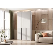 Шкаф 3-х. дв. арт.24.42.1 фасад МДФ браш вайт/каркас ЛДСП белый 1200х508хh2400мм с двумя ящиками Марвэл