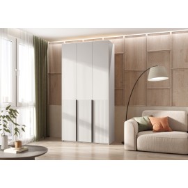 Шкаф 3-х. дв. арт.24.42.1 фасад МДФ браш вайт/каркас ЛДСП белый 1200х508хh2400мм с двумя ящиками Марвэл