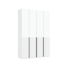 Шкаф 4-х. дв. арт.24.42.2.1 фасад МДФ браш вайт/каркас ЛДСП белый 1600х508хh2400мм 6 ящ. Марвэл