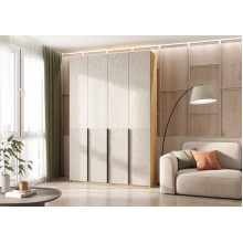 Шкаф 4-х. дв. арт.24.42.2.1 фасад МДФ мальта/каркас ЛДСП дуб крафт 1600х508хh2400мм 6 ящ. Марвэл