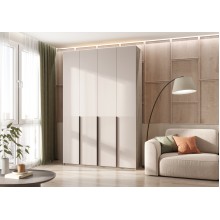 Шкаф 4-х. дв. арт.24.42.2.1 фасад МДФ кашемир/каркас ЛДСП дуб крафт серый 1600х508хh2400мм 6 ящ. Марвэл