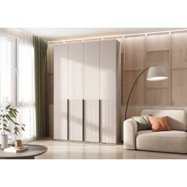 Шкаф 4-х. дв. арт.24.42.2.1 фасад МДФ кашемир/каркас ЛДСП дуб крафт серый 1600х508хh2400мм 6 ящ. Марвэл