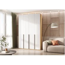 Шкаф 4-х. дв. арт.24.42.2.1 фасад МДФ браш вайт/каркас ЛДСП дуб крафт 1600х508хh2400мм 6 ящ. Марвэл