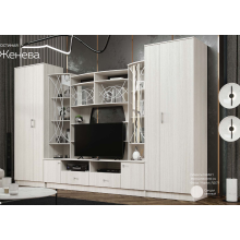 Гостиная арт.24.72 ЛДСП сандал 3400х520хh2200мм (ниша под тв 1168х895мм) центральная секция+шкаф бельевой+шкаф платяной