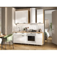 Кух.гарнитур 2.0м. арт.24.45 фасад ЛДСП белый глянец/каркас ЛДСП дуб крафт, столешница 2.0м дуб вотан комплектация №2