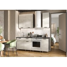 Кух.гарнитур 2.0м. арт.24.45.3 фасад ЛДСП дуб крафт белый/каркас ЛДСП графит, столешница 2.0м кастилло комплектация №2