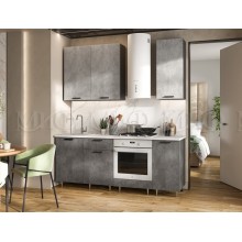 Кух.гарнитур 2.0м. арт.24.45.2 фасад ЛДСП бетон светлый/бетон темный/каркас ЛДСП графит, столешница 2.0м антарес комплектация №2