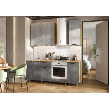 Кух.гарнитур 2.0м. арт.24.45.1 фасад ЛДСП бетон светлый/бетон темный/каркас ЛДСП дуб крафт, столешница 2.0м дуб вотан комплектация №2