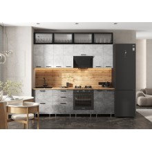 Кух.гарнитур 2.4м. арт.24.52.2 фасад ЛДСП бетон светлый/бетон темный/каркас ЛДСП графит,столешница 2400х600хh28мм дуб вотан компановка №4