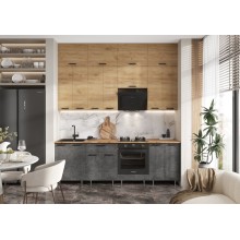 Кух.гарнитур 2.4м. арт.24.52.1 фасад ЛДСП дуб крафт/бетон темный/каркас ЛДСП дуб крафт,столешница 2400х600хh28мм дуб вотан компановка №3