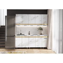 Кух.гарнитур 2.0м. арт.24.58.2 фасад МДФ мрамор золото/каркас ЛДСП белый (800м+800+400)