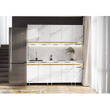 Кух.гарнитур 2.0м. арт.24.58 фасад МДФ мрамор белый/каркас ЛДСП белый (800м+800+400)