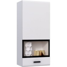 Пенал навесной арт.24.62.5 МДФ белый глянец/ЛДСП белый 550х356хh1220мм  (со стеклом)