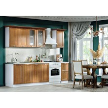 Кух.гарнитур 2.0м. арт.24.63.1 фасад МДФ орех/ЛДСП белый (стол под мойку800+стол 800+стол400 2 ящ,шкаф 800 2шт,шкаф 400) комп.№1 столешница 800+400