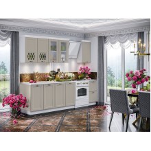 Кух.гарнитур 2.0м. арт.24.63.2 фасад МДФ шарли мокко/каркас ЛДСП белый (800м+800+400 2 ящ) комп.№2 столешница 800+400