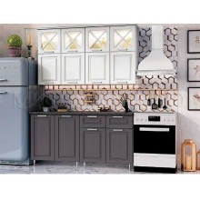 Кух.гарнитур 1.6м. арт.24.69 фасад МДФ белый снег софт/графит софт/каркас ЛДСП белый комп.№4 