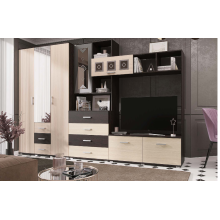 Гостиная арт.24.7.1 ЛДСП дуб беленый/венге 3200х470хh2120мм (ниша под ТВ 1184хh1010мм)