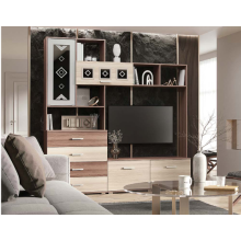 Тумба под ТВ арт.24.7. ЛДСП ясень шимо светлый/темный 2000х470хh2120мм (ниша под ТВ 1184хh1010мм)