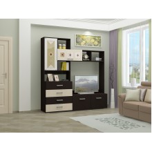 Тумба под ТВ арт.24.7. ЛДСП дуб беленый/венге 2000х470хh2120мм (ниша под ТВ 1184хh1010мм)