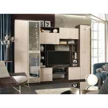 Гостиная арт.24.70 ЛДСП дуб беленый/венге 2700х560хh2100мм.Ниша под ТВ 1000хh800мм