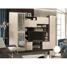 Гостиная арт.24.70 ЛДСП дуб беленый/венге 2700х560хh2100мм.Ниша под ТВ 1000хh800мм