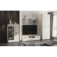 Гостиная арт.24.71 фасад и каркас ЛДСП дуб крафт белый 3200х524хh2170мм (ниша под ТВ 1600мм)