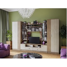 Гостиная арт.24.72.2 ЛДСП ясень светлый/темный 3500х530хh2200мм (ниша под ТВ 1168х895мм) Женева