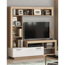 Тумба под ТВ арт.24.78.2 МДФ белый глянец /ЛДСП дуб сонома 1705х416хh1705мм Ангара 