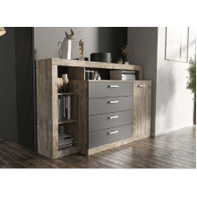 Комод арт.24.78.1 ЛДСП графит /ЛДСП дуб юкон 1602х476хh1040мм Ангара 