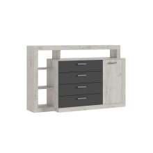 Комод арт.24.78.1 ЛДСП дуб крафт белый /ЛДСП графит 1602х476хh1040мм Ангара 