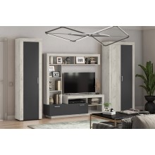 Гостиная арт.24.78.5 фасад ЛДСП дуб крафт белый /каркас ЛДСП графит 3189х416хh2070мм Ангара 