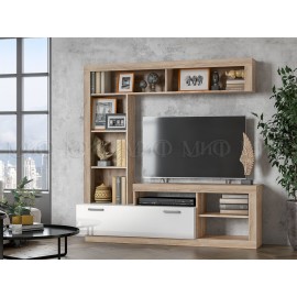 Тумба под ТВ арт.24.78.2 МДФ белый глянец /ЛДСП дуб сонома 1705х416хh1705мм Ангара 