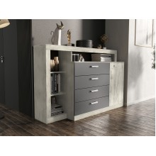 Комод арт.24.78.1.2 ЛДСП дуб крафт белый /ЛДСП графит 1602х476хh1040мм Ангара 