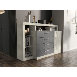 Комод арт.24.78.1.2 ЛДСП дуб крафт белый /ЛДСП графит 1602х476хh1040мм Ангара 