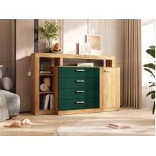 Комод арт.24.78.1.4 фасад ЛДСП изумрудный/каркас ЛДСП дуб крафт 1602х476хh1040мм Ангара 
