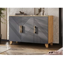 Комод арт.24.79.1 МДФ браш графит/ЛДСП дуб крафт 1202х445хh836мм Ирис  