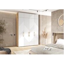 Шкаф 4-х. дв. арт.24.79.10 фасад МДФ браш вайт/каркас ЛДСП дуб крафт 1800х506хh2600мм Ирис 