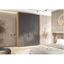 Шкаф 4-х. дв. арт.24.79.10 фасад МДФ браш графит/каркас ЛДСП дуб крафт 1800х506хh2600мм Ирис 