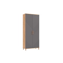 Шкаф 2-х. дв. арт.24.79.13 МДФ браш графит/ЛДСП дуб крафт 900х414хh2100мм Ирис 