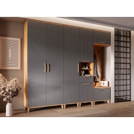 Прихожая арт.24.79.15 МДФ браш графит/ЛДСП дуб крафт 2400х414хh2100мм Ирис 